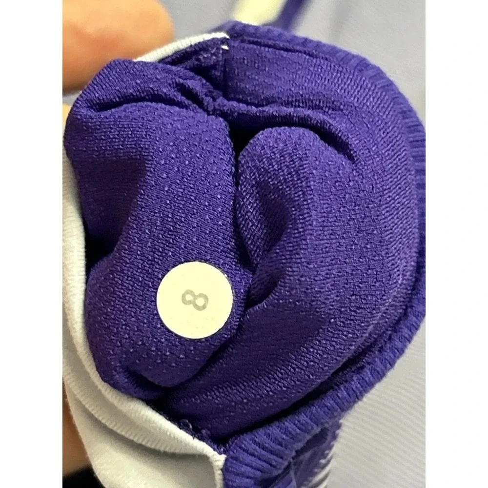 Lululemon Run For Fun Crop Bruised Berry Wee Stripe Sz 8 RARE Purple Pockets‎